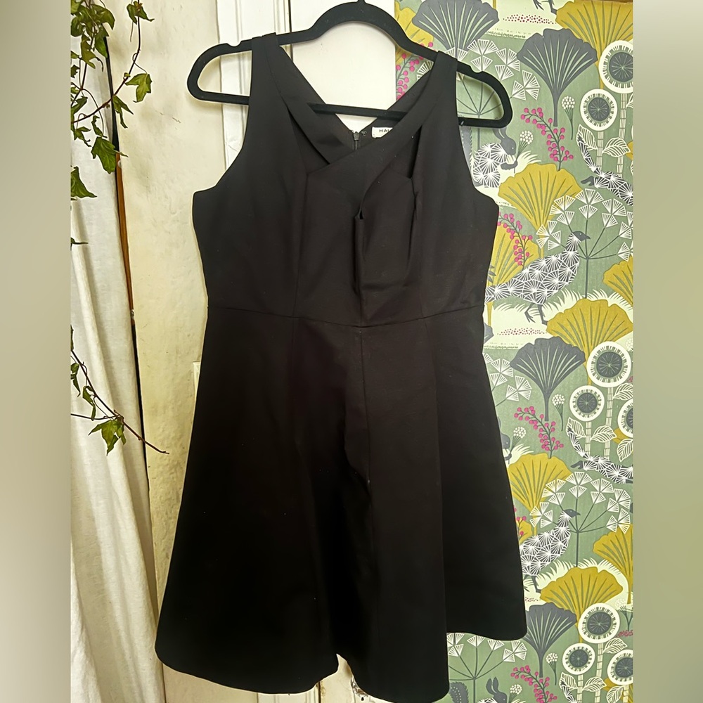 Halston Heritage Black Halter A-Line Mini Dress